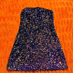 Nasty gal blue sequin dress